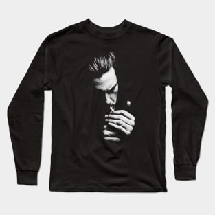 Man smoking in darkness Long Sleeve T-Shirt